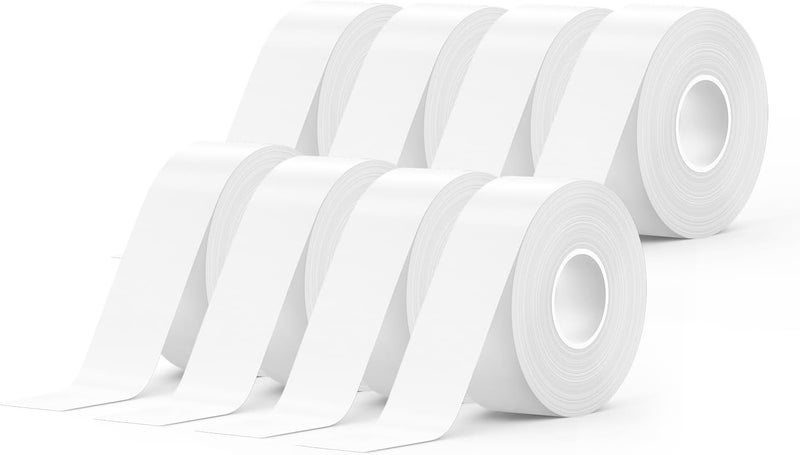 SUPVAN E10 & E11 Label Maker Tape, 8 Rolls 0.59in × 19.7ft (15mm × 6m) Genuine Continuous Laminated Thermal Label Tape Refill, Waterproof Oilproof Child-Safe Durable Auto Detect Labels, Black on Whit - Image 1